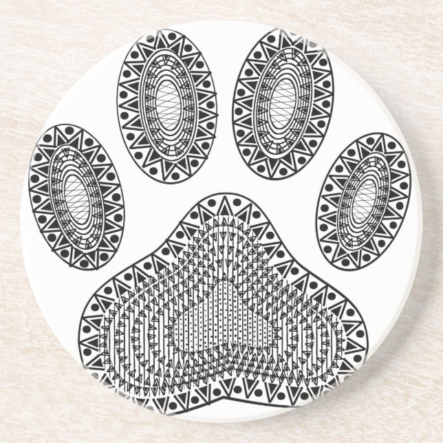 Abstract Ink Paw Print Drink Coaster (Front)