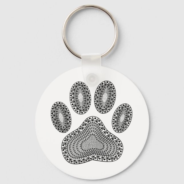 Abstract Ink Paw Print Keychain (Front)