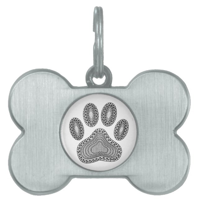 Abstract Ink Paw Print Pet Tag (Front)