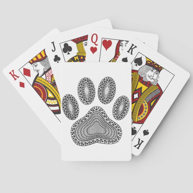 Abstract Ink Paw Print Poker Cards (Back)