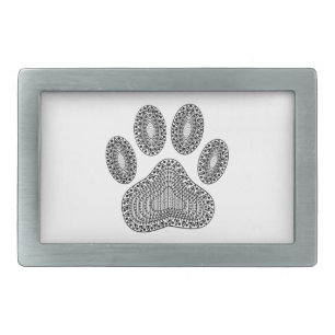 Abstract Ink Paw Print Rectangular Belt Buckle