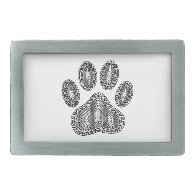 Abstract Ink Paw Print Rectangular Belt Buckle (Front)