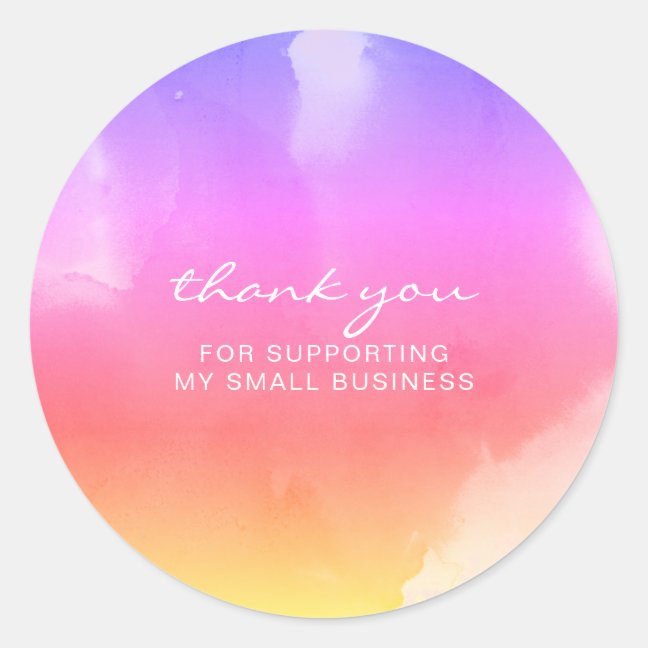 Abstract Ink pink yellow Thank you Classic Round Sticker