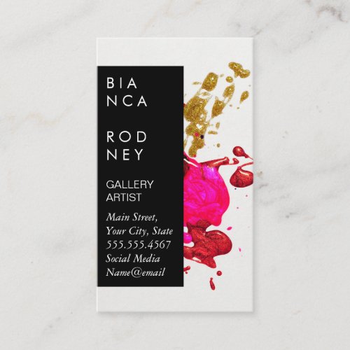 Abstract Ink Splatter  Modern Artist Business Card