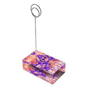 Abstract Inked Flowers Orange & Purple  Place Card Holder