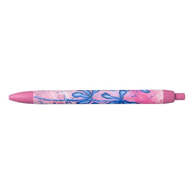 Abstract Inked Flowers pink blue Lilies Pen (Front)