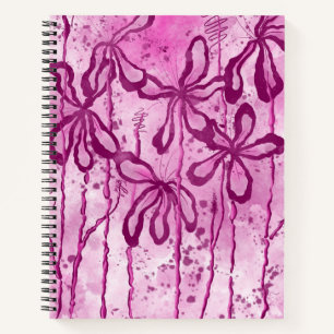 Abstract Inked Flowers Pink Lilies Notebook