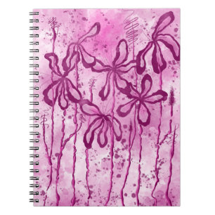 Abstract Inked Flowers Pink Lilies Notebook
