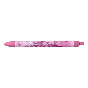 Abstract Inked Flowers pink Lilies Pen
