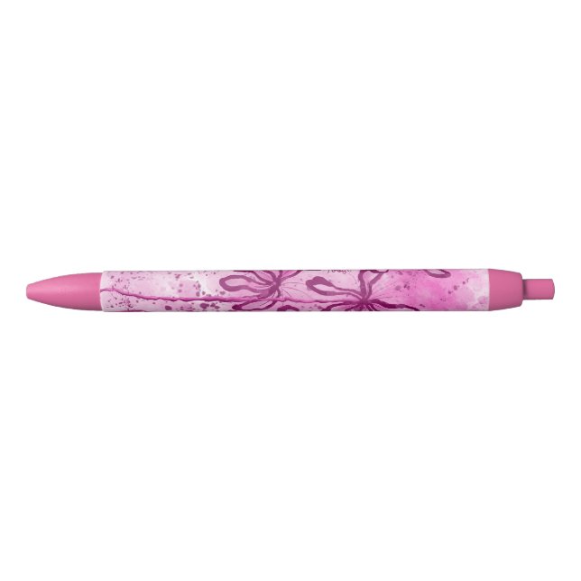 Abstract Inked Flowers pink Lilies Pen (Front)
