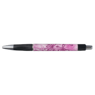 Abstract Inked Flowers pink Lilies Pen