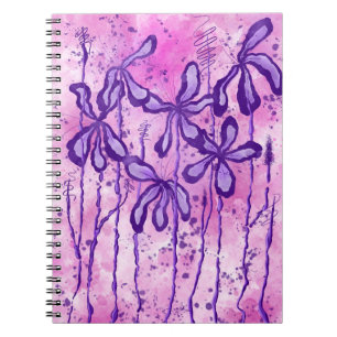 Abstract Inked Flowers Pink Purple Lilies  Notebook
