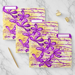 Abstract Inked Flowers Yellow Purple File Folder