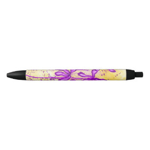 Abstract Inked Flowers yellow purple Lilies Pen