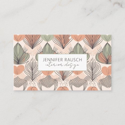 Abstract Interior Designer Green Bisque Business Card