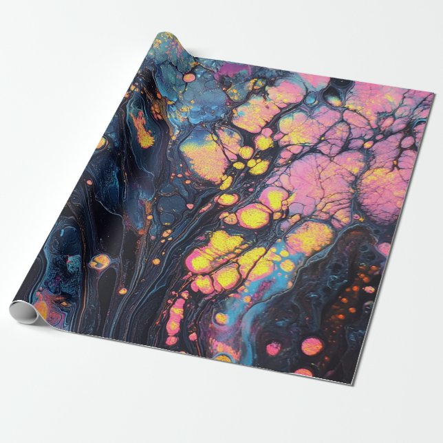 Abstract Iridescent Art Wrapping Paper (Unrolled)