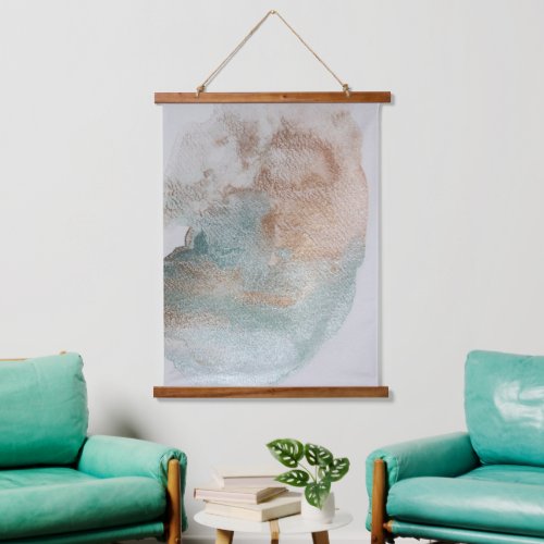 Abstract Iridescent Copper Green Watercolor Hanging Tapestry