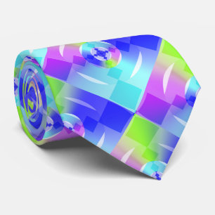 Abstract Iridescent Rainbow Gradient Fractal Art Neck Tie