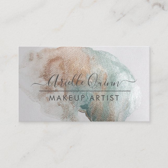 Abstract Iridescent Watercolor Makeup Artist  Business Card (Front)