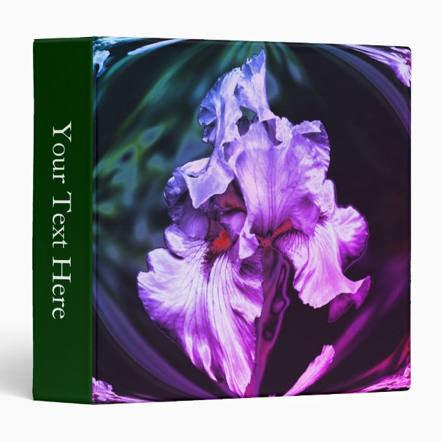 Abstract Iris Flower Floral Art Personalized 3 Ring Binder (Front/Spine)