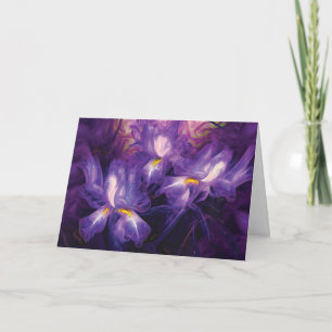 Abstract Iris Flowers "Happy Birthday!" Greeting Card