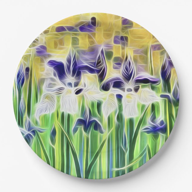Abstract Iris Paper Napkins Plates (Front)