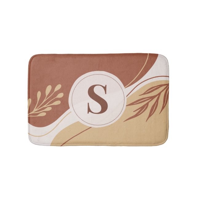 Abstract irregular shapes with earth colors bath mat (Front)
