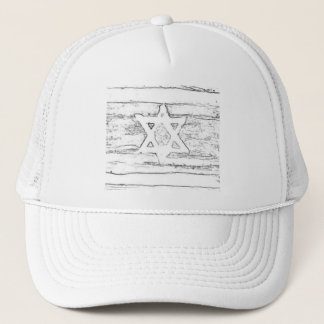 abstract israel black and white trucker hat