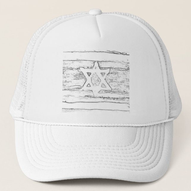 abstract israel black and white trucker hat (Front)