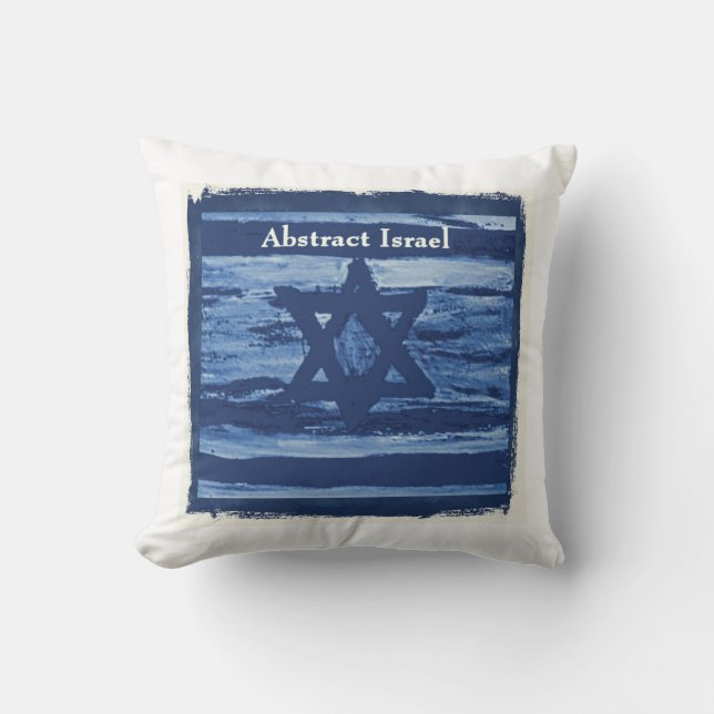 ABSTRACT ISRAEL BLUE THROW PILLOW (Front)