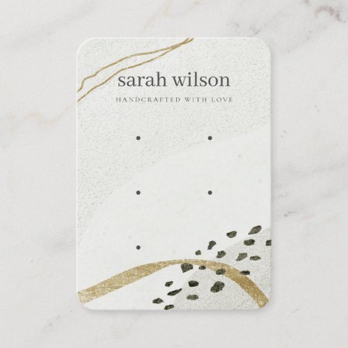 Abstract Ivory Black Gold 3 Stud Earring Display Business Card