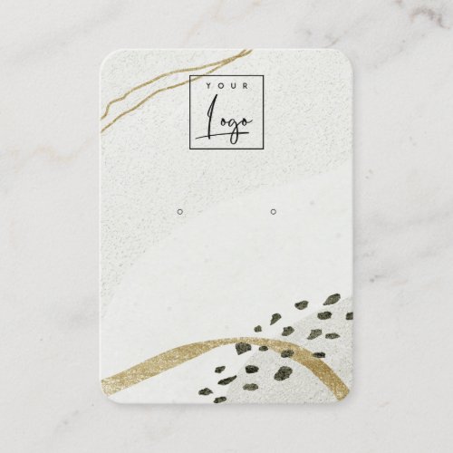 Abstract Ivory Black Gold Earring Logo Display Business Card