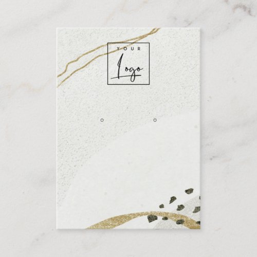 Abstract Ivory Black Gold Earring Logo Display Business Card