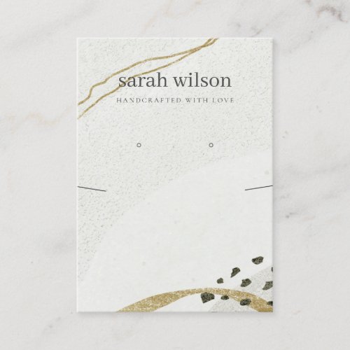 Abstract Ivory Black Gold Necklace Earring Display Business Card