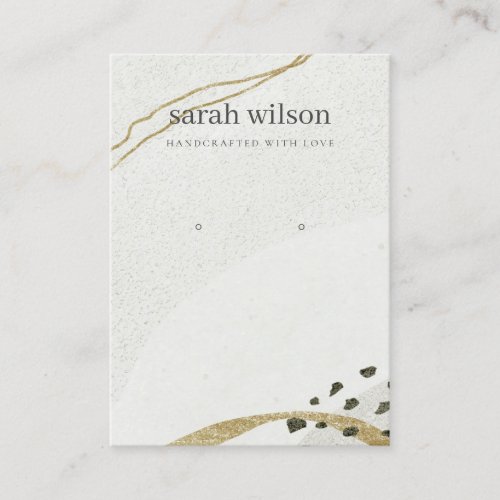 Abstract Ivory Black Gold Stud Earring Display Business Card