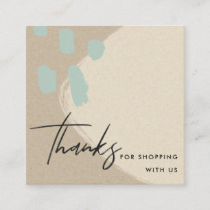 ABSTRACT IVORY BLUE KRAFT SCANDI THANK YOU LOGO SQUARE BUSINESS CARD