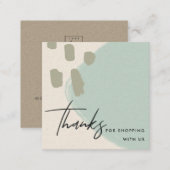 ABSTRACT IVORY BLUE KRAFT SCANDI THANK YOU LOGO SQUARE BUSINESS CARD (Front/Back)