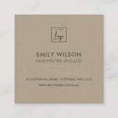 ABSTRACT IVORY BLUE KRAFT SCANDI THANK YOU LOGO SQUARE BUSINESS CARD (Back)