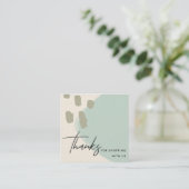 ABSTRACT IVORY BLUE KRAFT SCANDI THANK YOU LOGO SQUARE BUSINESS CARD (Standing Front)