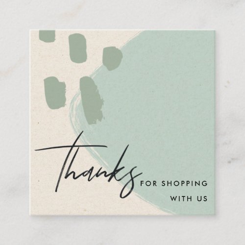 ABSTRACT IVORY BLUE KRAFT SCANDI THANK YOU LOGO SQUARE BUSINESS CARD