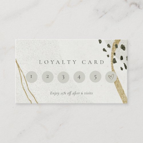 Abstract Ivory Gold Black Grey 6 Punch Loyalty Business Card
