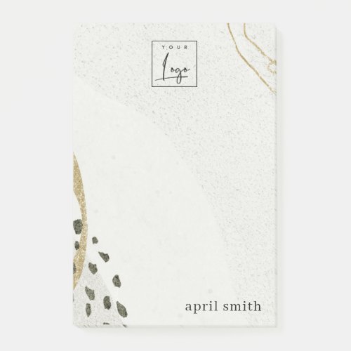 Abstract Ivory Gold Black Grey Stone Texture Logo Post_it Notes