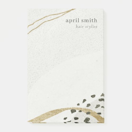 Abstract Ivory Gold Black Grey Stone Texture Post_it Notes