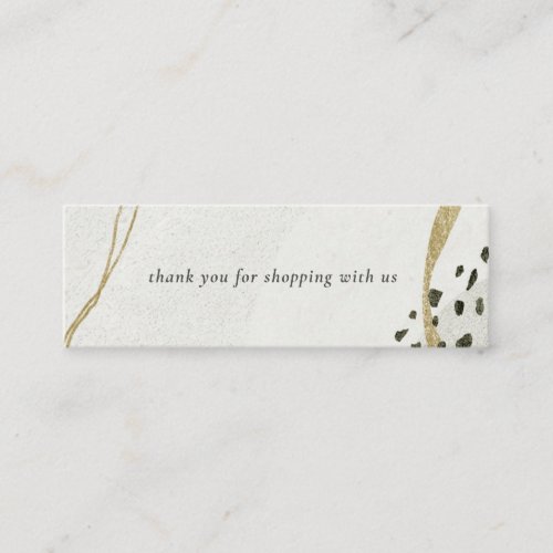Abstract Ivory Gold Black Grey Stone Thank You Mini Business Card