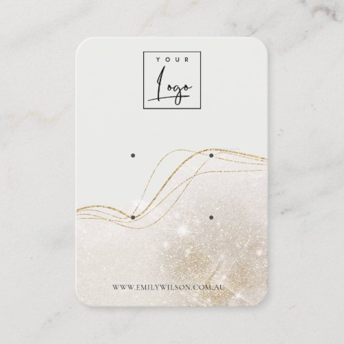 Abstract Ivory Gold Glitter Logo 2 Earring Display Business Card