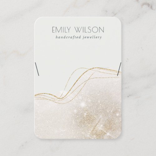 Abstract Ivory Gold Glitter Shiny Necklace Display Business Card