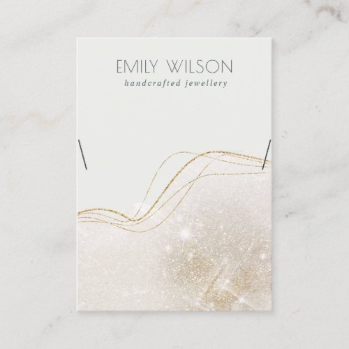 Abstract Ivory Gold Glitter Shiny Necklace Display Business Card