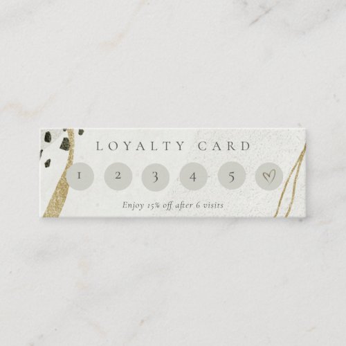 Abstract Ivory Gold Grey Stone 6 Punch Loyalty Mini Business Card