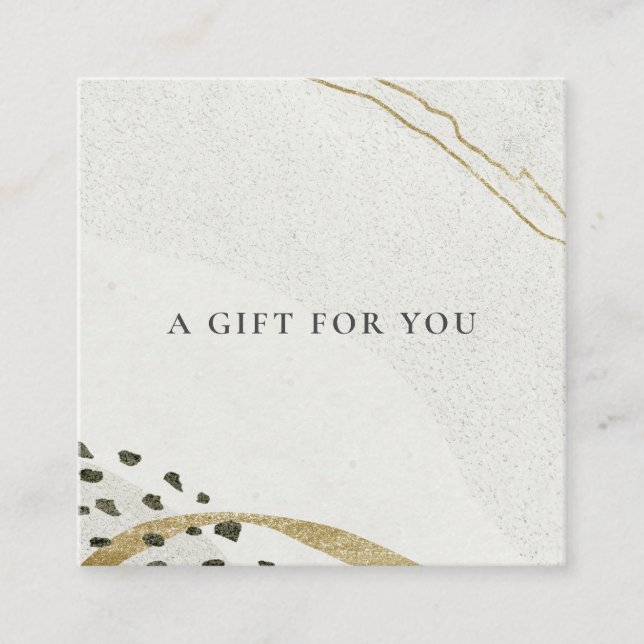 Abstract Ivory Gold Grey Stone Gift Certificate (Front)