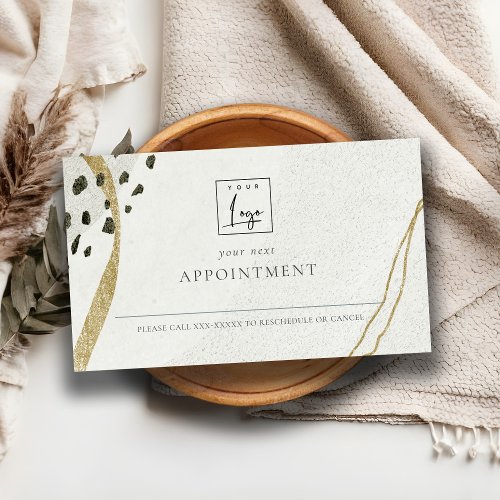 Abstract Ivory Gold Logo Appointment Reminder Business Card